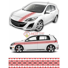 Наклейка на авто вышиванка. Красная с черным. 20см х 400 см