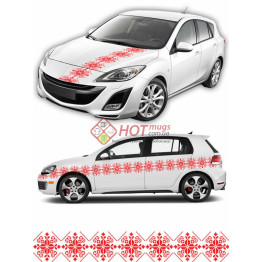 Наклейка на авто вышиванка. Красная. 15см х 400 см